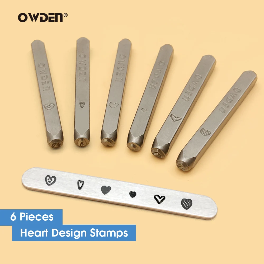 OWDEN 6Pcs Jewelry Stamping 3mm Steel Metal Stamp Set Heart Design Shape Punch Tools DIY Tool Steel Jewelry Puncher Set
OWDEN 6Pcs Jewelry Stamping 3mm Steel Metal Stamp Set Heart Design Shape Punch Tools DIY Tool Steel Jewelry Puncher Set
