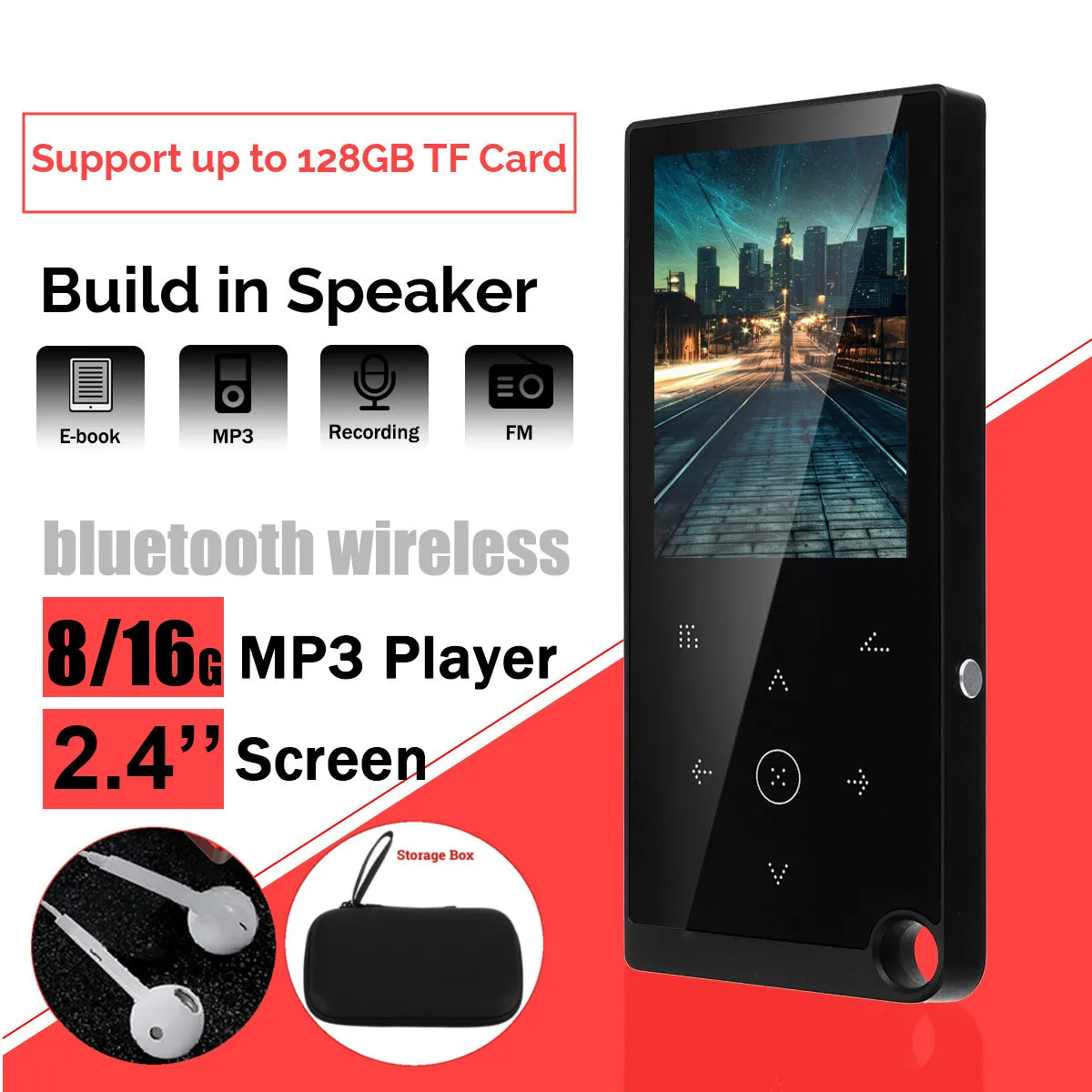 Bluetooth MP3-плеер 8 Гб 16 Гб 48 часов воспроизведения портативный динамик FM-радио приемник Built-in динамик MP3 плееры поддержка 128G TF карты 
Bluetooth MP3-плеер 8 Гб 16 Гб 48 часов воспроизведения портативный динамик FM-радио приемник Built-in динамик MP3 плееры поддержка 128G TF карты