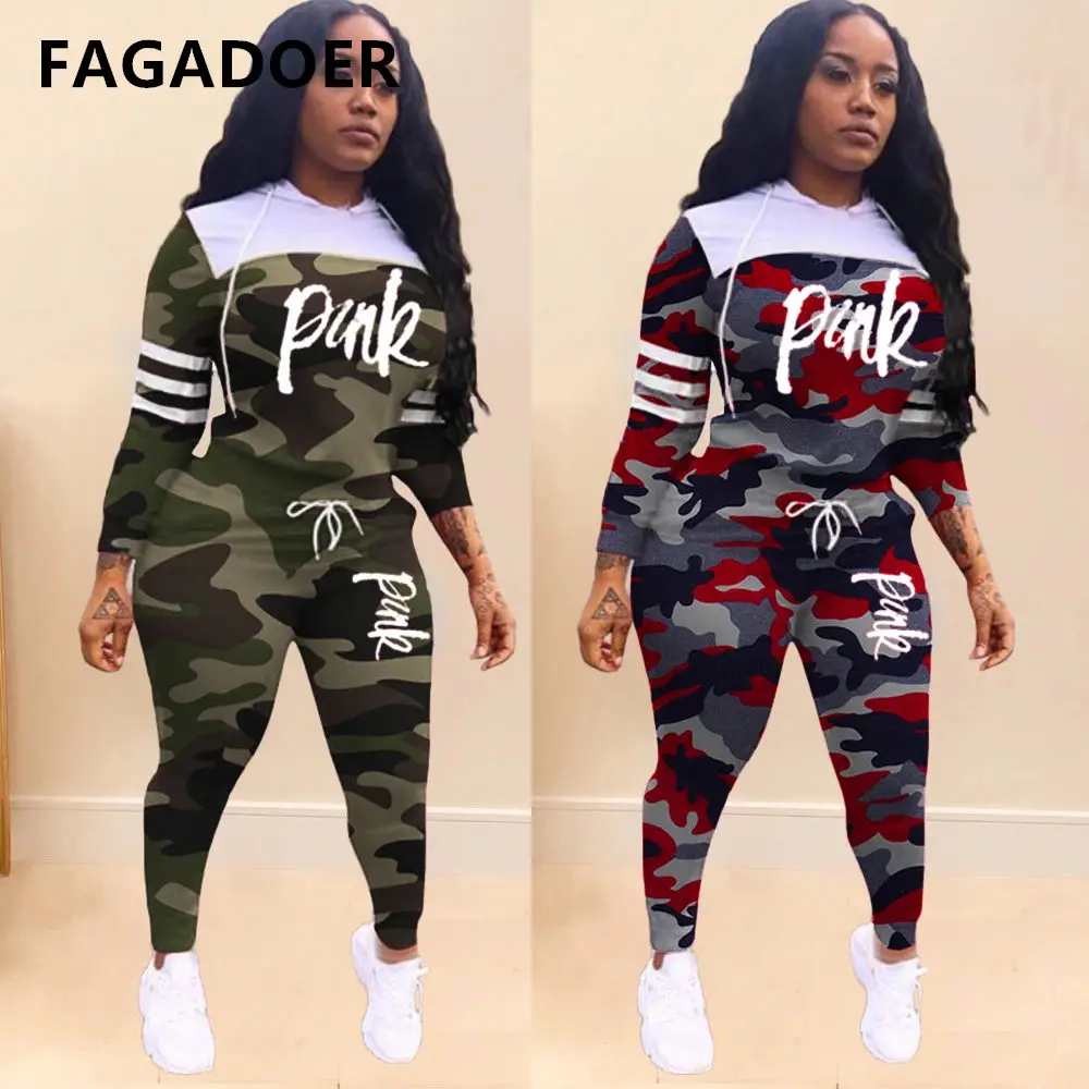 FAGADOER Tracksuit Camouflage Print PINK Letter Sports Two Piece Sets Hooded Sweatshirt And Sweatpant Suit Autumn Winter Outfits
FAGADOER Tracksuit Camouflage Print PINK Letter Sports Two Piece Sets Hooded Sweatshirt And Sweatpant Suit Autumn Winter Outfits