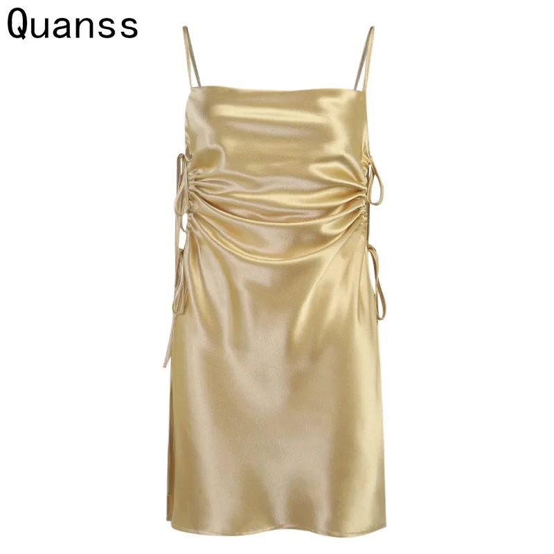 Quanss Summer Dress Women 2021 Fashion Side Draw String Split Bodycon Sexy Dress Sleeveless Spaghetti Strap Club Mini Dresses
Quanss Summer Dress Women 2021 Fashion Side Draw String Split Bodycon Sexy Dress Sleeveless Spaghetti Strap Club Mini Dresses