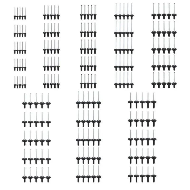 200pcs/Set Assorted Black Rivets Standard & Large Flange Aluminum Alloy 8-18mm Durable Standard Flanges
200pcs/Set Assorted Black Rivets Standard & Large Flange Aluminum Alloy 8-18mm Durable Standard Flanges