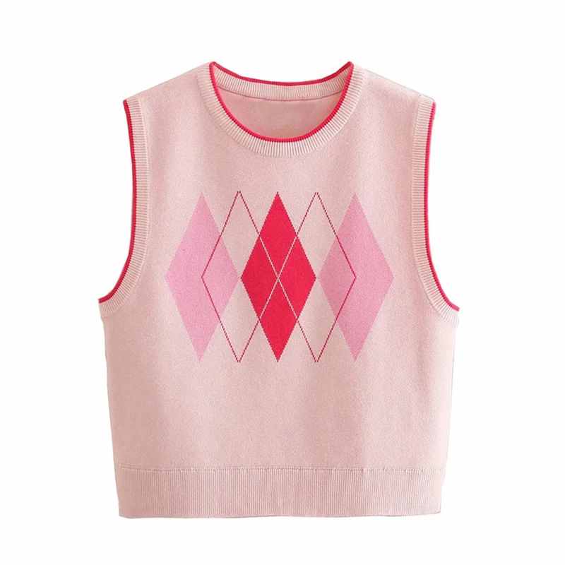 Womens Checked Knit Vest Spring 2021 Contrast Color Plaid Prints Sleeveless Female Tops Autumn Sweater Vests Vintage
Womens Checked Knit Vest Spring 2021 Contrast Color Plaid Prints Sleeveless Female Tops Autumn Sweater Vests Vintage