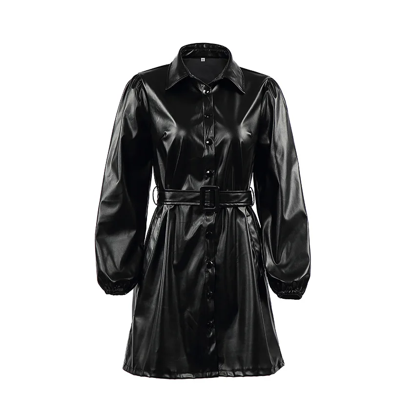 SuperAen Autumn 2021 Solid Black Leather Full Turn Down Collar Sexy Slim Waist Pu Dresses Women
SuperAen Autumn 2021 Solid Black Leather Full Turn Down Collar Sexy Slim Waist Pu Dresses Women