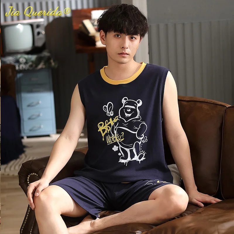 Men Pajamas Summer Nightwear 100% Cottton Sleepwear Leisure Mens Lounge Wear Cartoon Printing Teenager's Young Man's Pajamas Set
Men Pajamas Summer Nightwear 100% Cottton Sleepwear Leisure Mens Lounge Wear Cartoon Printing Teenager's Young Man's Pajamas Set