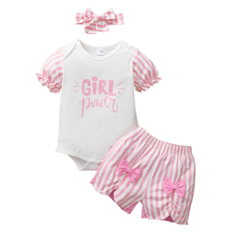 Summer Baby Girl Clothes Short Sleeve Letter Print Romper Tops Shorts Headband Newborn Baby Outfits Clothes
Summer Baby Girl Clothes Short Sleeve Letter Print Romper Tops Shorts Headband Newborn Baby Outfits Clothes