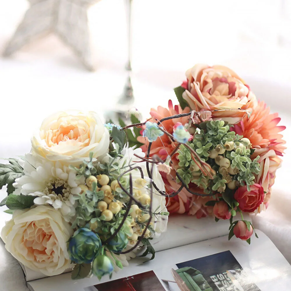 28cm Artificial Rose Flower Bouquet For Wedding Marriage Supply Silk Real Touch Fake Flowers Home Garden Decoration Floral
28cm Artificial Rose Flower Bouquet For Wedding Marriage Supply Silk Real Touch Fake Flowers Home Garden Decoration Floral