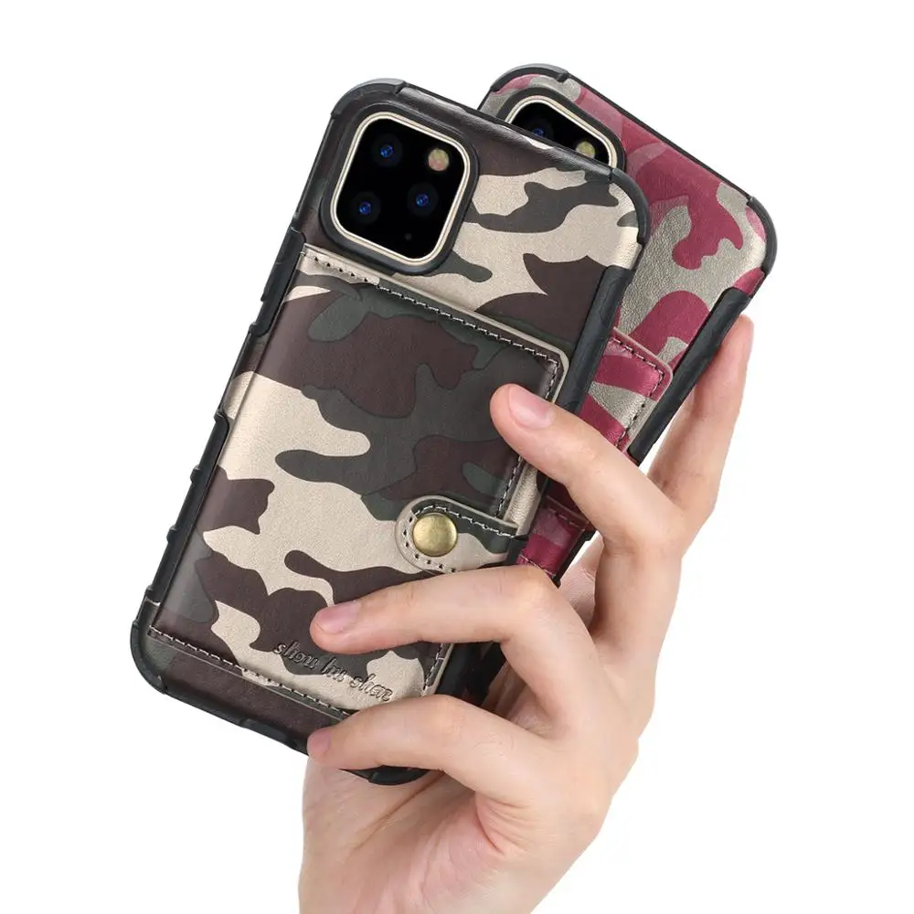 Fashion Camouflage Leather Case for iphone11 Pro Flip Folio Buttons Multi Card Holders Cover Max Capa | Мобильные телефоны и