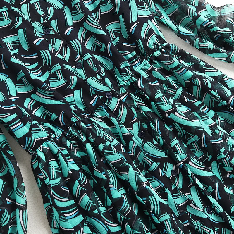 Elegant Long Sleeve Geometirc Print Chiffon Dress Spring 2021 Fashion Woman Clothes Vintage Mid Calf Aline Casual Vestidos 
Elegant Long Sleeve Geometirc Print Chiffon Dress Spring 2021 Fashion Woman Clothes Vintage Mid Calf Aline Casual Vestidos