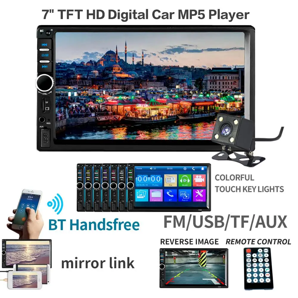 Автомобильный мультимедийный плеер 2din с поддержкой Android радио Bluetooth 7 дюймов HD