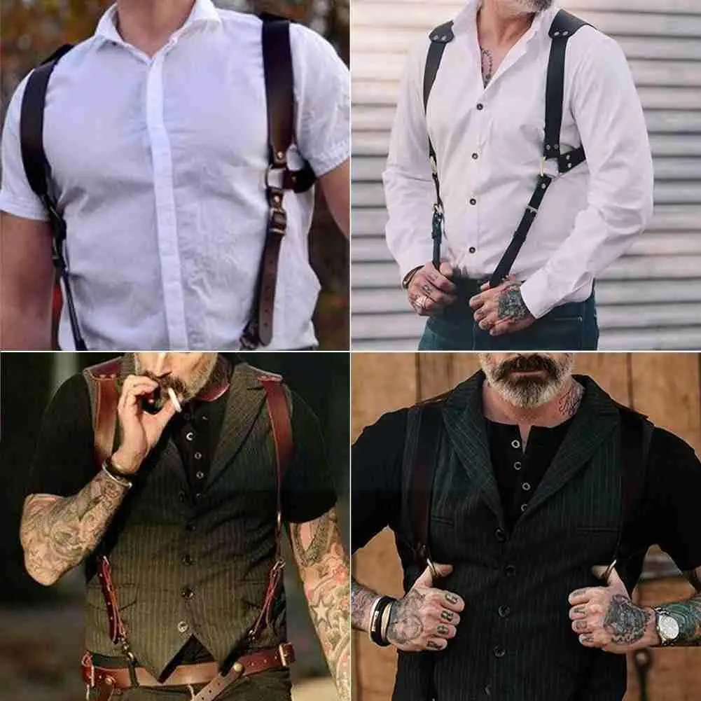 Men's Leather Vest Straps Braces PU Belts Adjustable Vintage Men's Chest Mens Harness Suspender Brace Straps L9L7
Men's Leather Vest Straps Braces PU Belts Adjustable Vintage Men's Chest Mens Harness Suspender Brace Straps L9L7