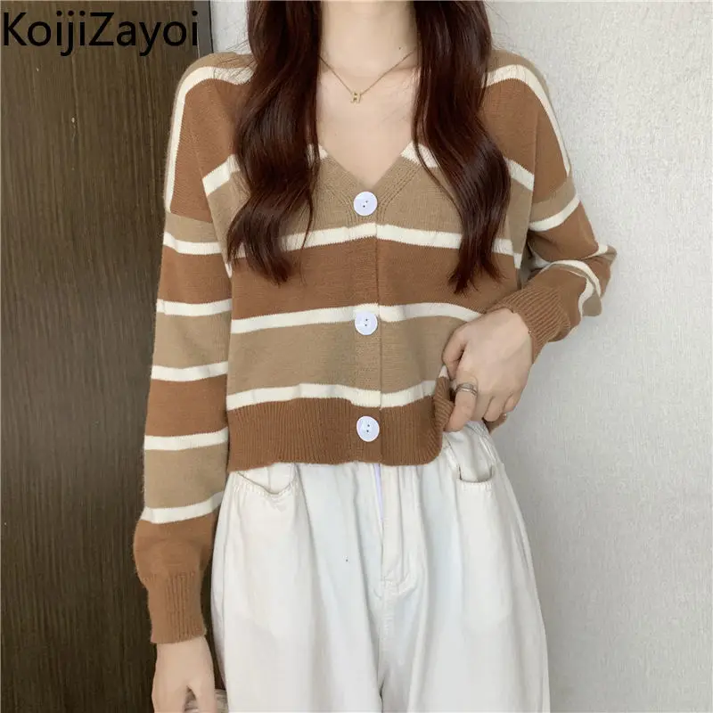 Koijizayoi Women Striped Knitted Cardigan Spring Autumn 2022 New Style V Neck Kardigan Long Sleeves Single Breasted Cardigans
Koijizayoi Women Striped Knitted Cardigan Spring Autumn 2022 New Style V Neck Kardigan Long Sleeves Single Breasted Cardigans