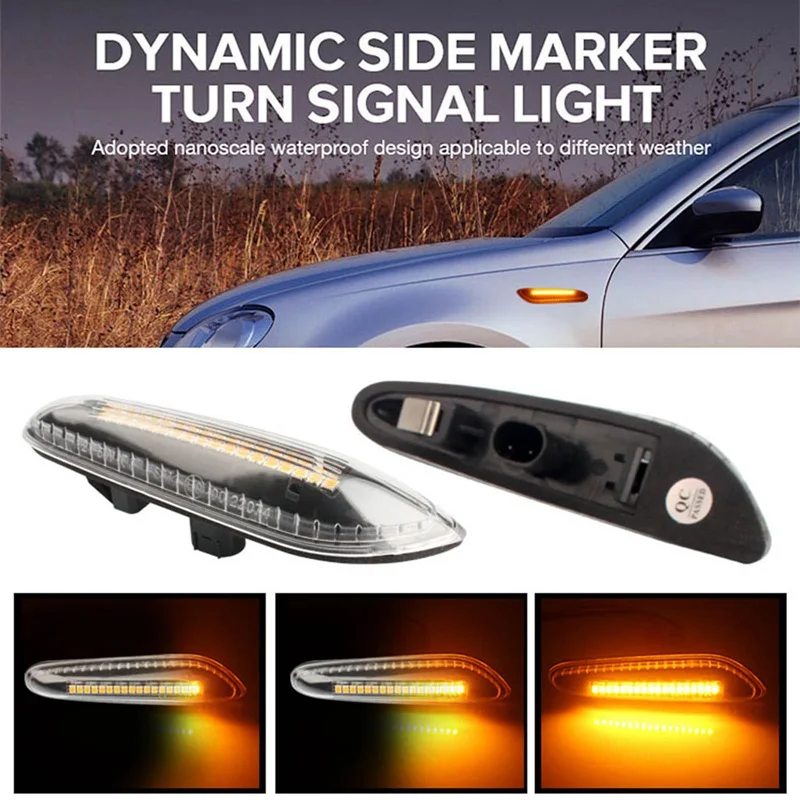 2pcs yellow Smoke bright LED Side Marker Light Flowing Water Indicator Turn Signal Lights For BMW E46 E90 E60 E88 X1 Error Free
2pcs yellow Smoke bright LED Side Marker Light Flowing Water Indicator Turn Signal Lights For BMW E46 E90 E60 E88 X1 Error Free