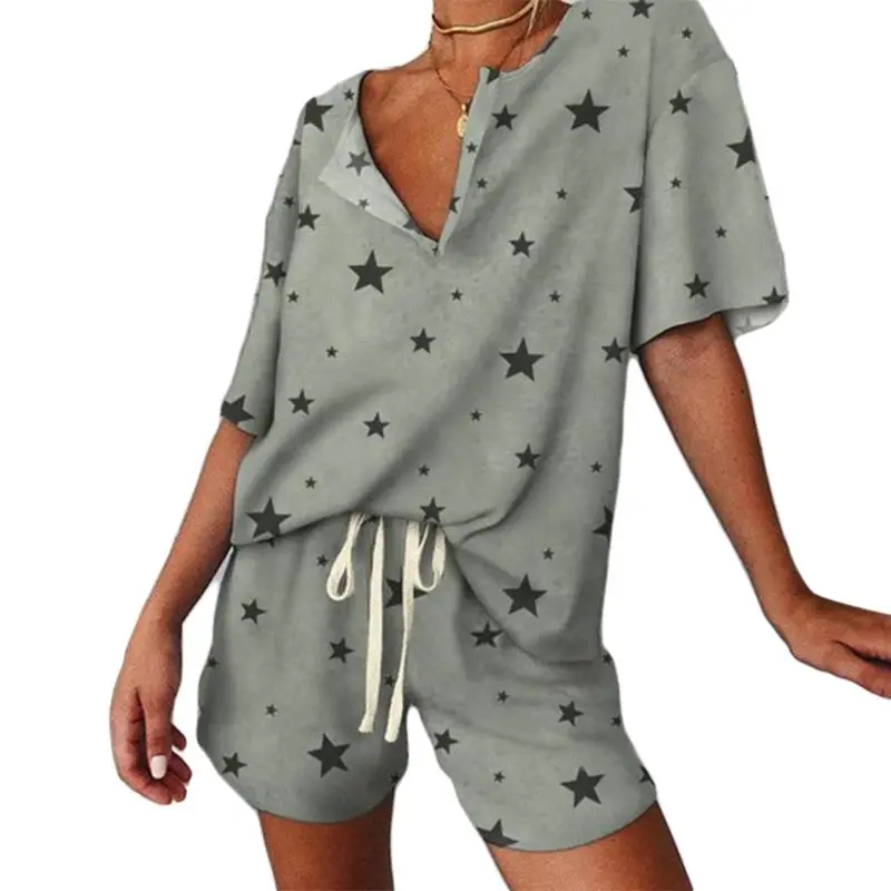 Women 2Pcs Pajamas Short Sleeve V-Neck Tops Drawstring Pants Avocado Loungewear 667E
Women 2Pcs Pajamas Short Sleeve V-Neck Tops Drawstring Pants Avocado Loungewear 667E