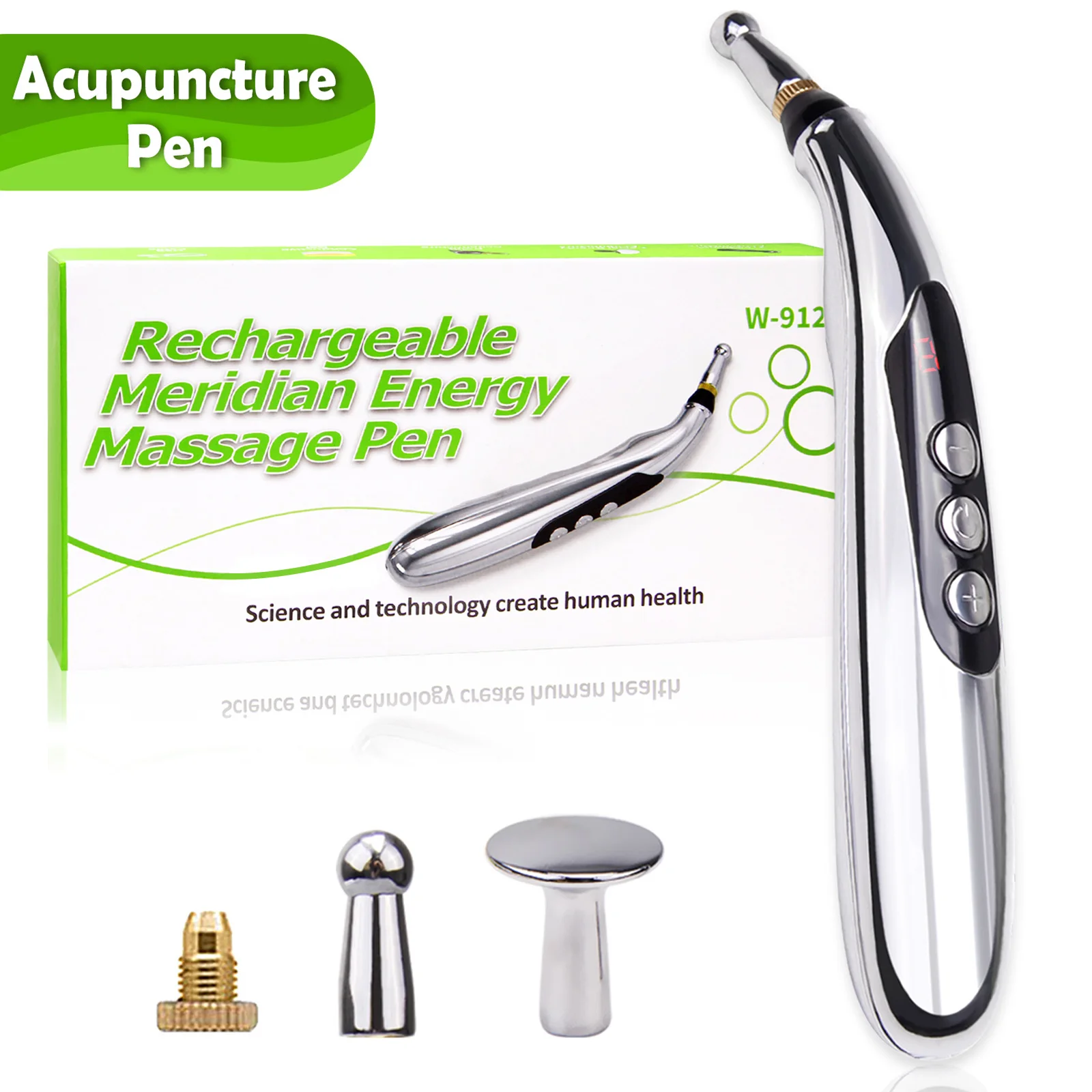 Acupuncture Pen USB Rechargeable Electronic Acupuncture Meridian Therapy Machine Massager Relief Pain Tools with 3 Massage Heads
Acupuncture Pen USB Rechargeable Electronic Acupuncture Meridian Therapy Machine Massager Relief Pain Tools with 3 Massage Heads