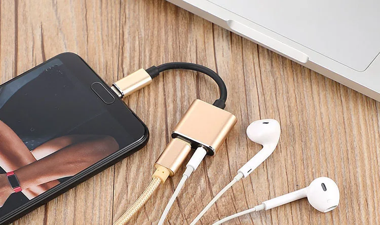 Многофункциональный адаптер для наушников 2 в 1 с разъемом типа C USB на 3 5 мм AUX и