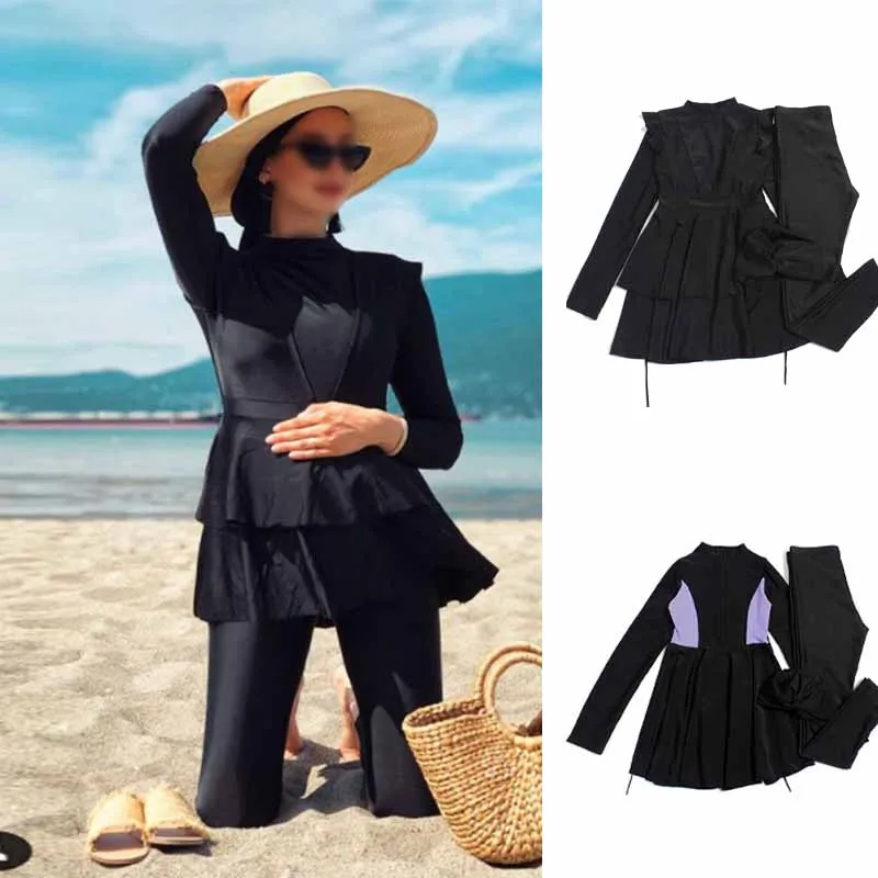 3 Pieces Plus Size Muslim Swimwear 2021 Whole Black Ruffle Burkini with Bra Padding Swimsuits Women Burkini Muslim Swimwear
3 Pieces Plus Size Muslim Swimwear 2021 Whole Black Ruffle Burkini with Bra Padding Swimsuits Women Burkini Muslim Swimwear