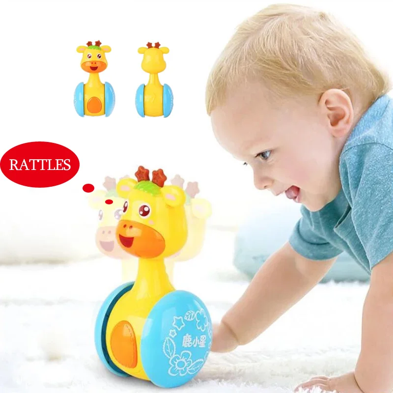 

Baby Cartoon Giraffe Rattles Tumbler Doll Baby Sweet Bell Music Roly-poly Handle Learning Education Baby Toys Gifts Baby Bell