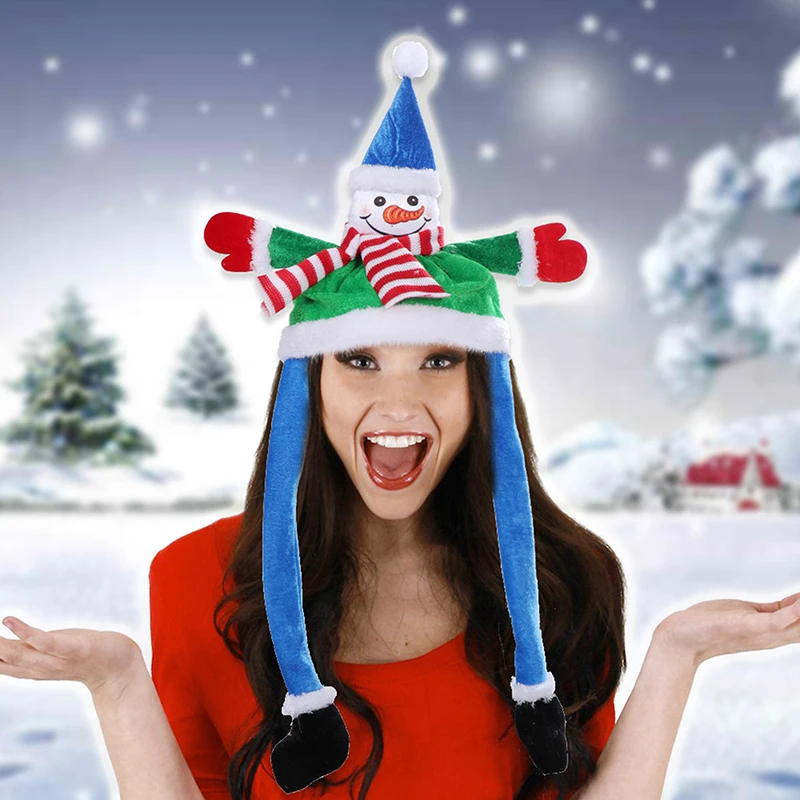 

Новинка 2022, светящиеся Плюшевые рождественские шапки с длинными ушками, светодиодные рождественские украшения для праздника, Рождественская шапка для Санта-Клауса