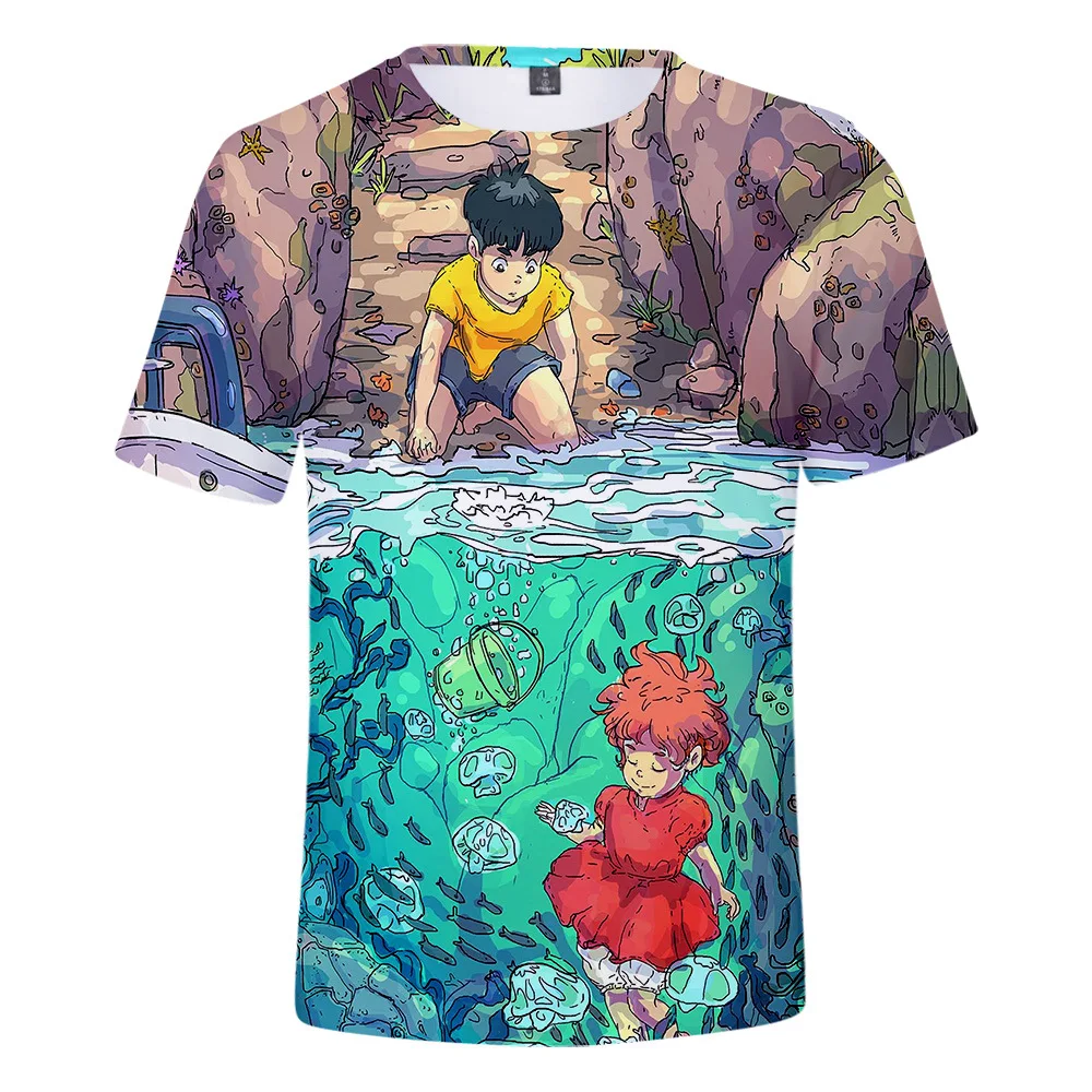 Футболка Ponyo Miyazaki Hayao футболка с аниме Золотая рыбка мультяшным принтом для