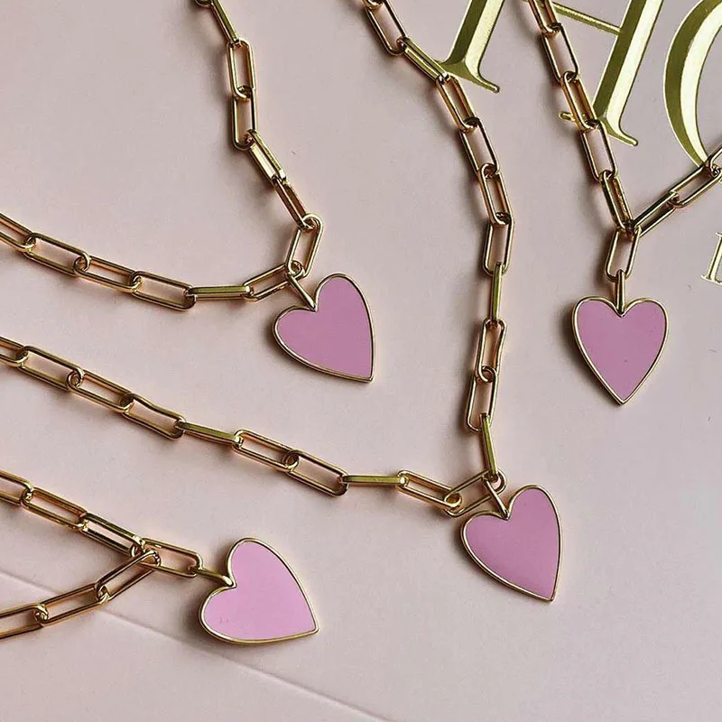 New ins Retro Pink Peach Heart Love Necklace Temperament Simple Chain Heart Pendant Necklaces For Women Fashion Jewelry Gifts
New ins Retro Pink Peach Heart Love Necklace Temperament Simple Chain Heart Pendant Necklaces For Women Fashion Jewelry Gifts