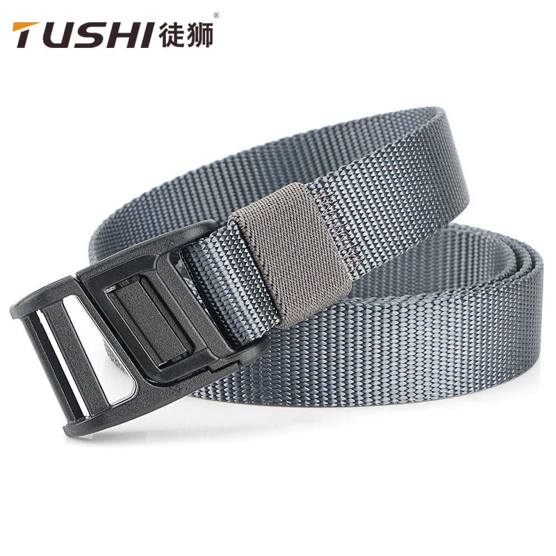 

TUSHI New Fashion Unisex Belt 125cm*2.5cm Slim Nylon Weave Girdle Magnetic Quick Release Buckle Men Women Waistband Men Ceinture