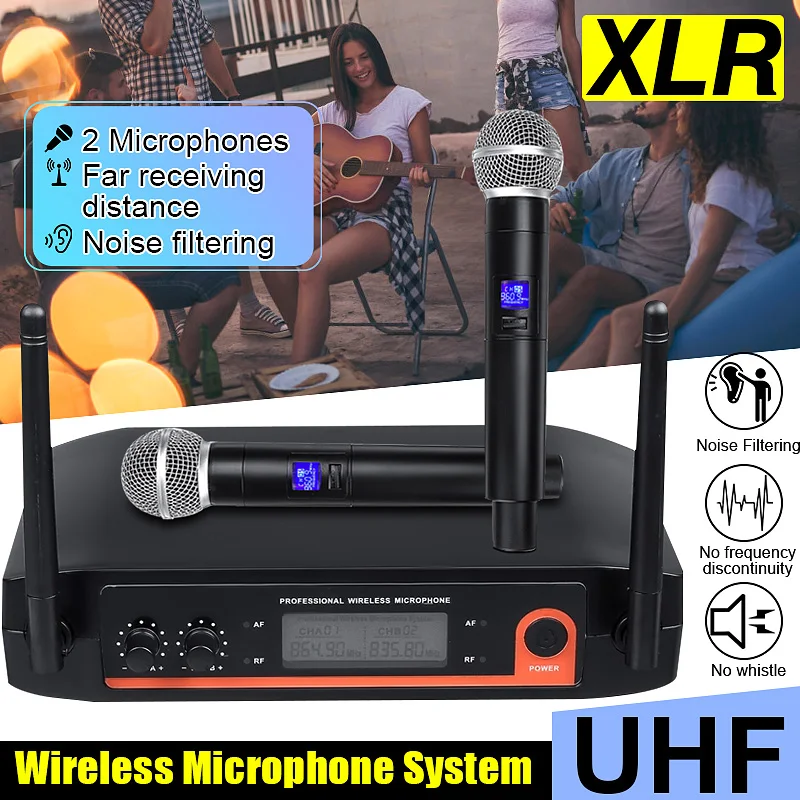 Professional UHF Wireless Microphone System Dual Channel Cordless Handheld Mic+Receiver Kareoke KTV Home Party Supplies
Professional UHF Wireless Microphone System Dual Channel Cordless Handheld Mic+Receiver Kareoke KTV Home Party Supplies