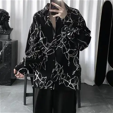 Spring and Fall Dark Minimalist Design Shirts for Men Long Sleeve Korean Lightning Print Loose Ins Vintage Casual Harajuku Tops
Spring and Fall Dark Minimalist Design Shirts for Men Long Sleeve Korean Lightning Print Loose Ins Vintage Casual Harajuku Tops