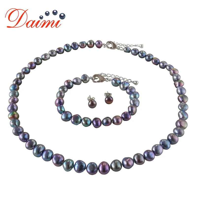 DMSFP099 Baroque Pearl Jewelry Sets 925 sterling silver Pearl Sets Necklace/Bracelet/Earrings For Women
DMSFP099 Baroque Pearl Jewelry Sets 925 sterling silver Pearl Sets Necklace/Bracelet/Earrings For Women