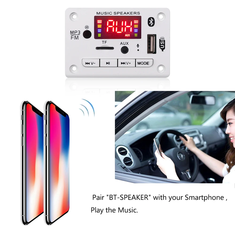 DC 5V 12V MP3 плеер декодер плата Bluetooth 5.0 Автомобильный USB модуль записи FM AUX радио для