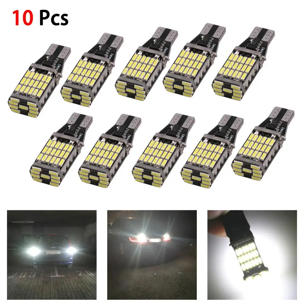 10 шт. T15 светодиодный 6000K белый головной светильник 45 SMD 4014 ошибок W16W заднего хода