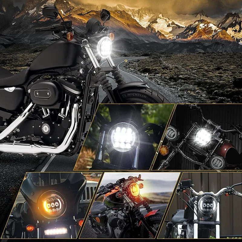 5.75 Inch Motorcycle Headlight 50W LED Round Headlight with Halo DRL Turn Signal Light High Low Beam Projector
5.75 Inch Motorcycle Headlight 50W LED Round Headlight with Halo DRL Turn Signal Light High Low Beam Projector
