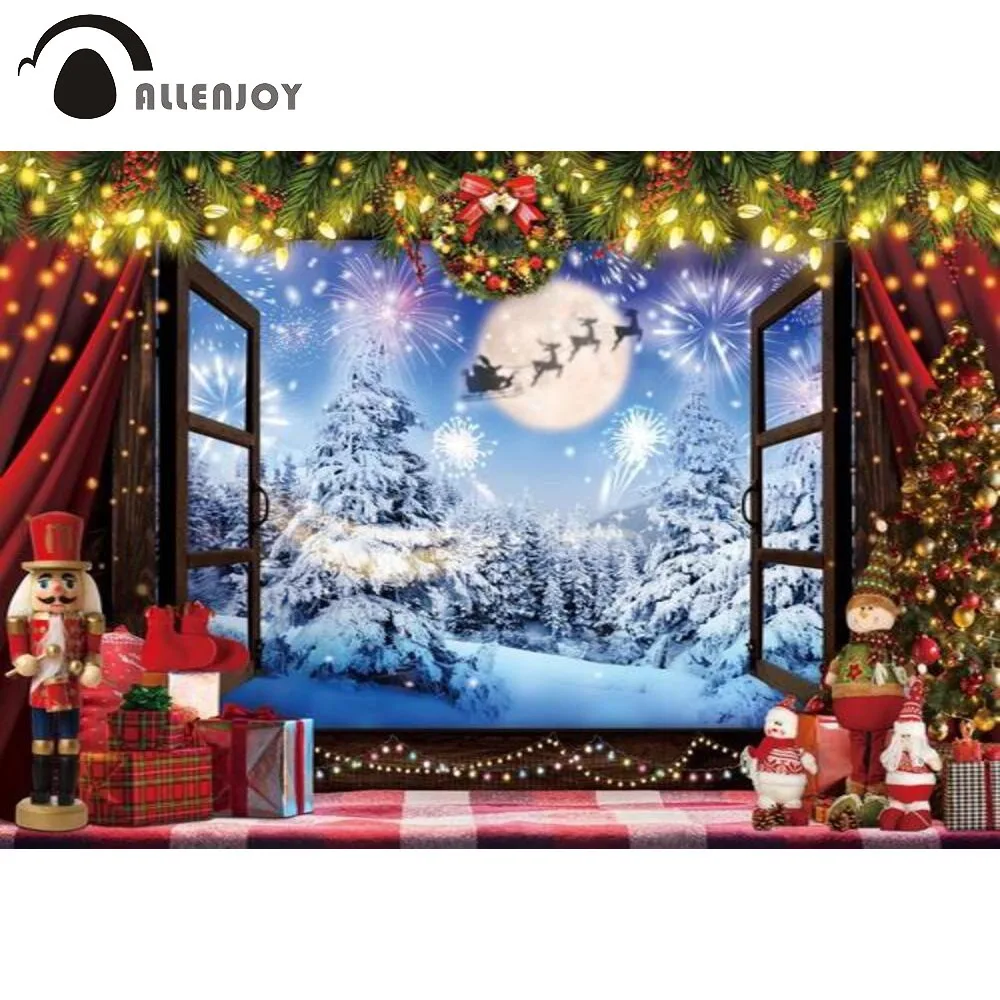 Allenjoy Christmas Party Winter Snow Scenery Windows Background Fireworks Wreath Lights Curtain Bells Forests Moon Backdrop
Allenjoy Christmas Party Winter Snow Scenery Windows Background Fireworks Wreath Lights Curtain Bells Forests Moon Backdrop