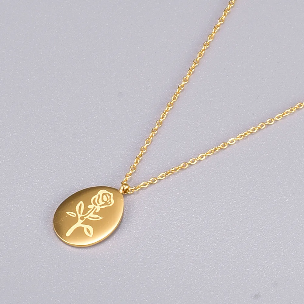 Irregular Rose Flower Necklace collarbone chain titanium steel gold plated Pendant Necklaces Women Fine
Irregular Rose Flower Necklace collarbone chain titanium steel gold plated Pendant Necklaces Women Fine