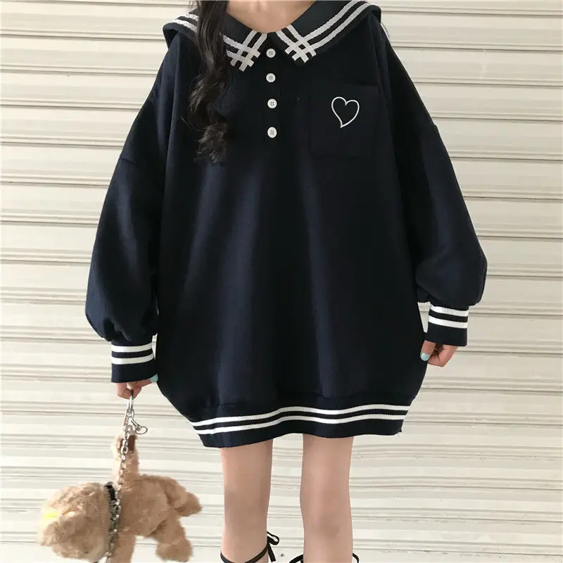 HOUZHOU Kawaii Sailor Collar Hoodies Women Winter Japanese Sweet Heart Embroidery Pocket Sweatshirt Harajuku Preppy Style Top
HOUZHOU Kawaii Sailor Collar Hoodies Women Winter Japanese Sweet Heart Embroidery Pocket Sweatshirt Harajuku Preppy Style Top