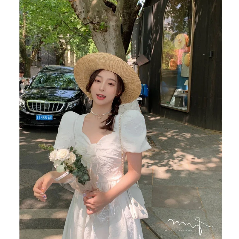 2021 Summer Bowknot Fairy Puff Sleeve Dress Female Office Professional Wild Mid-length Skirt Korean fashion casual dress women
2021 Summer Bowknot Fairy Puff Sleeve Dress Female Office Professional Wild Mid-length Skirt Korean fashion casual dress women