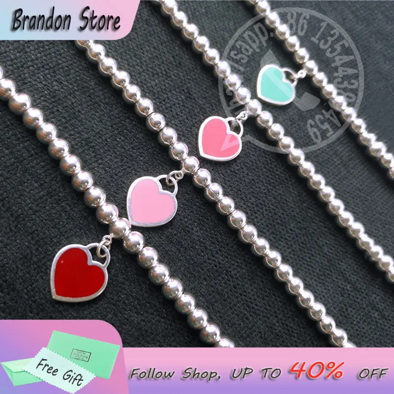 925 Sterling Silver Tif Round Bead Bracelet Simple Fashion Enamel Love Bracelet Ladies Holiday Banquet Luxury Brand Jewelry Gift
925 Sterling Silver Tif Round Bead Bracelet Simple Fashion Enamel Love Bracelet Ladies Holiday Banquet Luxury Brand Jewelry Gift