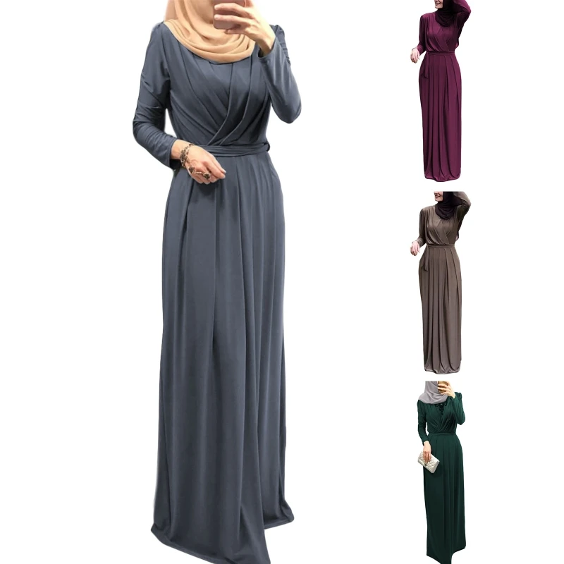 Women Muslim Abaya Maxi Dress Cross Ruched V-Neck Belted High Waist Pleated Robe Ramadan Dubai Hijab Kaftan Islamic Clothing
Women Muslim Abaya Maxi Dress Cross Ruched V-Neck Belted High Waist Pleated Robe Ramadan Dubai Hijab Kaftan Islamic Clothing