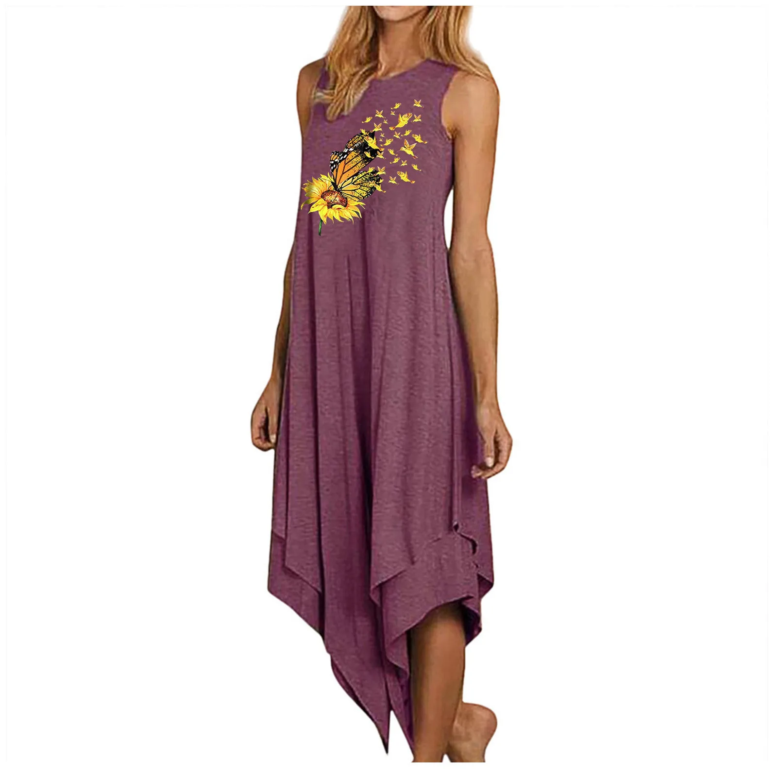 40# Casual Tank Dress Loose Sunflower Printed Irregular Maxi Dress Woman Vintage O Neck Summer Dress 2021 Sleeveless Robe Femme
40# Casual Tank Dress Loose Sunflower Printed Irregular Maxi Dress Woman Vintage O Neck Summer Dress 2021 Sleeveless Robe Femme
