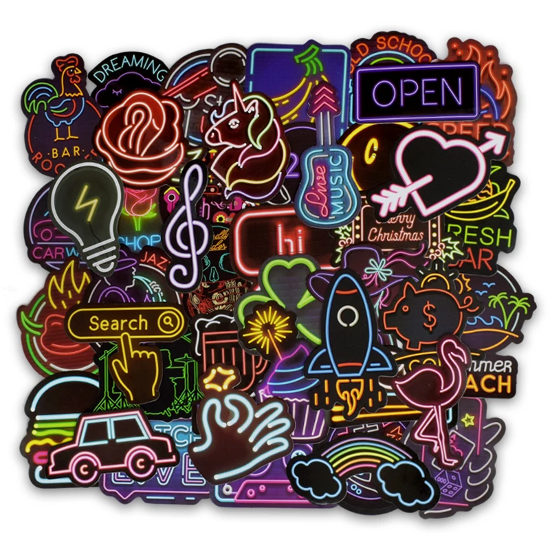 50Pcs Neon Light Sticker Gifts Toys For Children Anime Animal Decals To Laptop Phone Suitcase Guitar Refrigerator Stickers WG85
50Pcs Neon Light Sticker Gifts Toys For Children Anime Animal Decals To Laptop Phone Suitcase Guitar Refrigerator Stickers WG85
