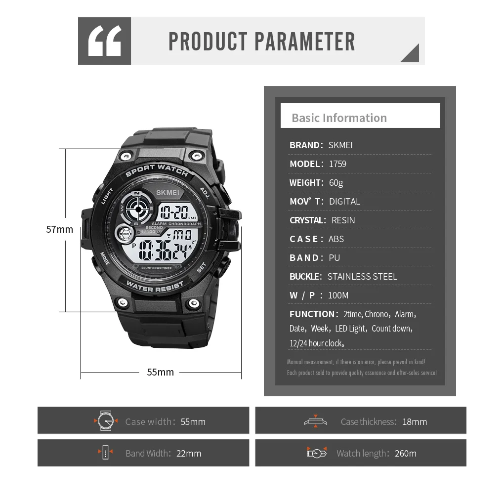 SKMEI Large Dial Design Men Watch Fashion Sports Digital Mens Wristwatches 100M Waterproof LED Male Watches reloj hombre 1759
SKMEI Large Dial Design Men Watch Fashion Sports Digital Mens Wristwatches 100M Waterproof LED Male Watches reloj hombre 1759