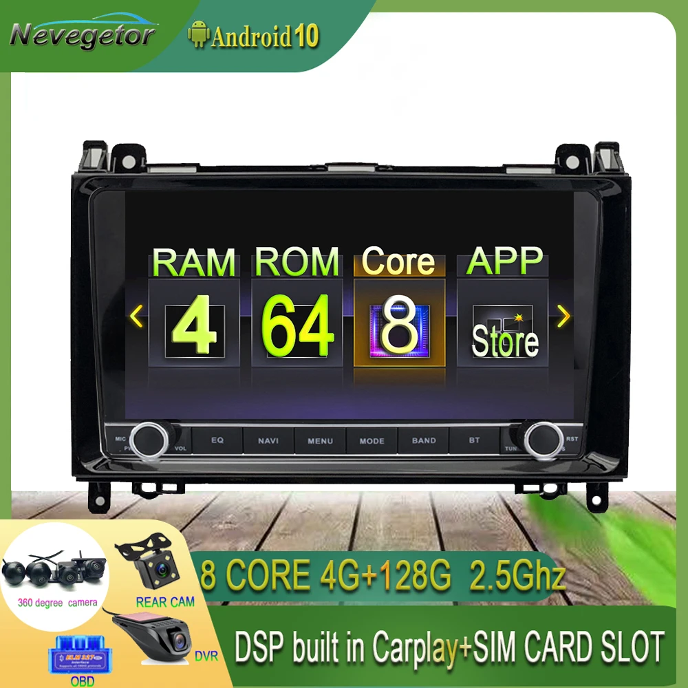4G ультратонкий DSPAndroid 10 GPS головное устройство для Mercedes Benz B200 A B класс W169 W245 Viano Vito W639 Sprinter W906 BT