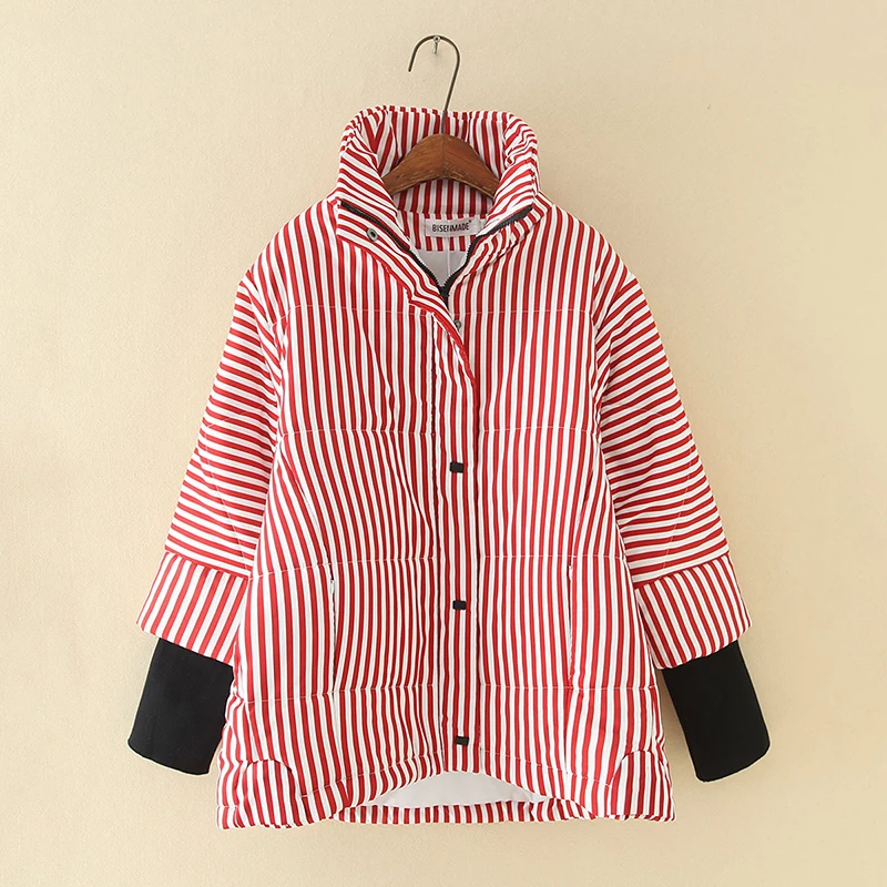 Large Size Women's Literary Stripes Cuff Thread Collar Cotton Coat 2019 Winter Warm Casual Cotton-padded Jacket Parkas
Large Size Women's Literary Stripes Cuff Thread Collar Cotton Coat 2019 Winter Warm Casual Cotton-padded Jacket Parkas