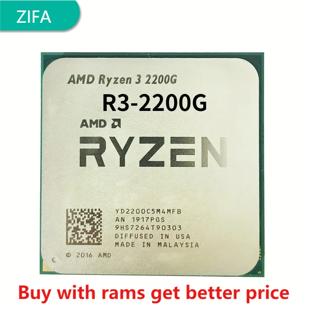 AMD Ryzen 3 2200G R3 2200G 3.5 GHz Quad-Core Quad-Thread CPU Processor YD2200C5M4MFB Socket AM4
AMD Ryzen 3 2200G R3 2200G 3.5 GHz Quad-Core Quad-Thread CPU Processor YD2200C5M4MFB Socket AM4