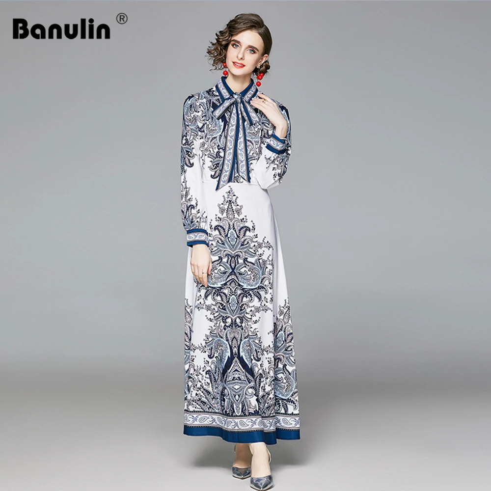 Banulin Autumn Fashion Runway Designer Elegant Long Dress Women Long sleeve Retro Floral Print Sashes Lace up Maxi Dress
Banulin Autumn Fashion Runway Designer Elegant Long Dress Women Long sleeve Retro Floral Print Sashes Lace up Maxi Dress
