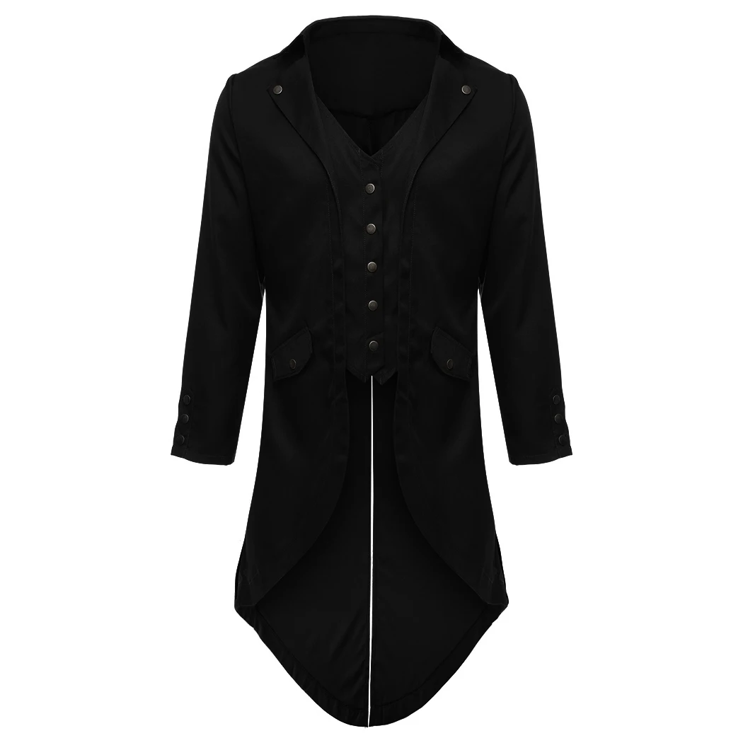 Men's Swallow-tailed Button Decoration Crop Coat With Pockets Long Sleeve Tuxedo Banquet Stage Tail Overcoat Plus size M-3XL 
Men's Swallow-tailed Button Decoration Crop Coat With Pockets Long Sleeve Tuxedo Banquet Stage Tail Overcoat Plus size M-3XL
