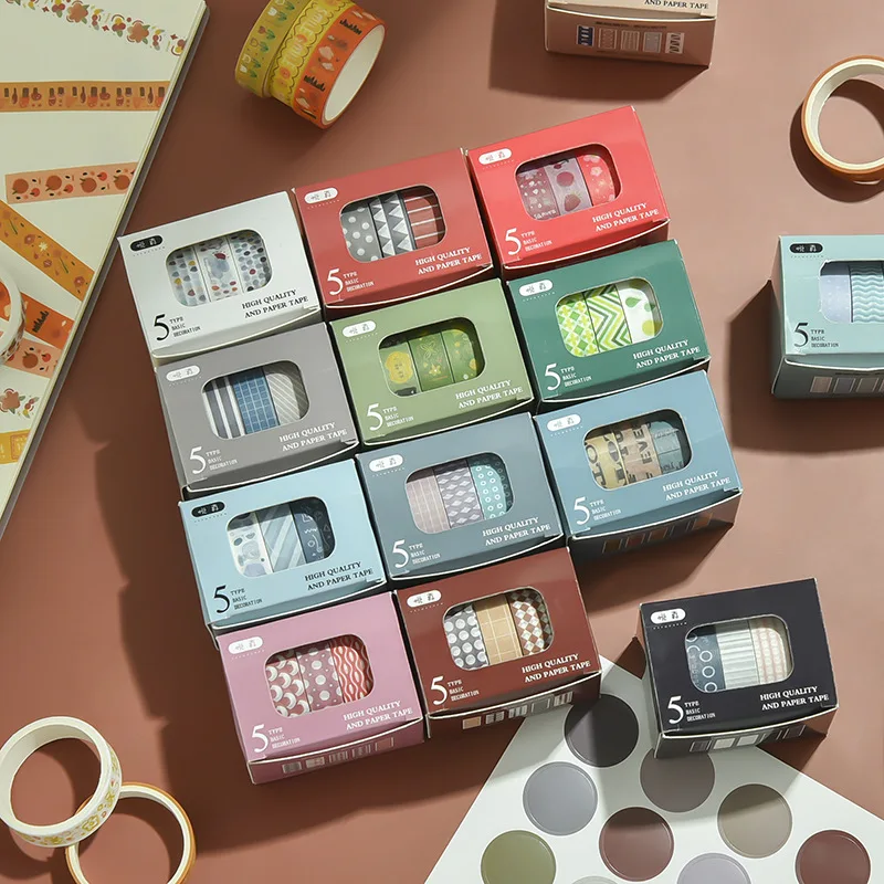 5 Rolls/box Basic Color Decoration Washi Tape Simple Daily Hand Account DIY Decorative Stickers Creative Masking Tape Set
5 Rolls/box Basic Color Decoration Washi Tape Simple Daily Hand Account DIY Decorative Stickers Creative Masking Tape Set