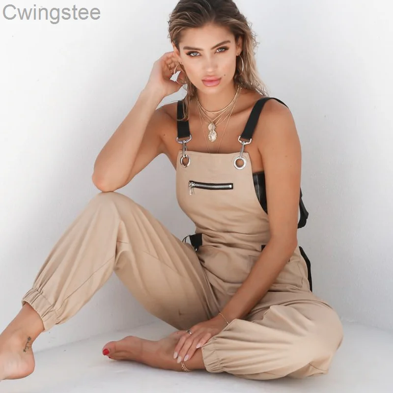 Vangull New Khaki Rompers Womens Jumpsuit Long Elegant Zipper Pockets Sleeveless Adjusted Strap High Waist Cotton Fashion Summer 
Vangull New Khaki Rompers Womens Jumpsuit Long Elegant Zipper Pockets Sleeveless Adjusted Strap High Waist Cotton Fashion Summer