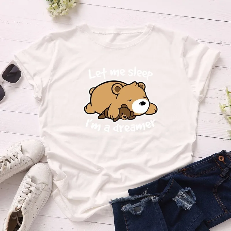 2021 Women T-shirt Summer Short Sleeve Plus Size Cute Lazy Bear Print Funny Casual O Neck Female Woman Tshirt Tees Tops
2021 Women T-shirt Summer Short Sleeve Plus Size Cute Lazy Bear Print Funny Casual O Neck Female Woman Tshirt Tees Tops