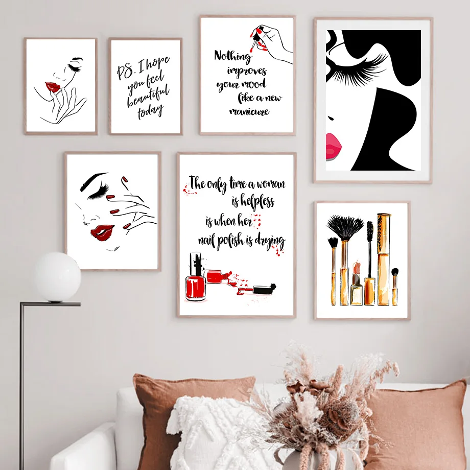 Lipstick Mascara Nail Polish Salon Girl Wall Art Canvas Painting Nordic Posters And Prints Wall Pictures For Living Room Decor
Lipstick Mascara Nail Polish Salon Girl Wall Art Canvas Painting Nordic Posters And Prints Wall Pictures For Living Room Decor