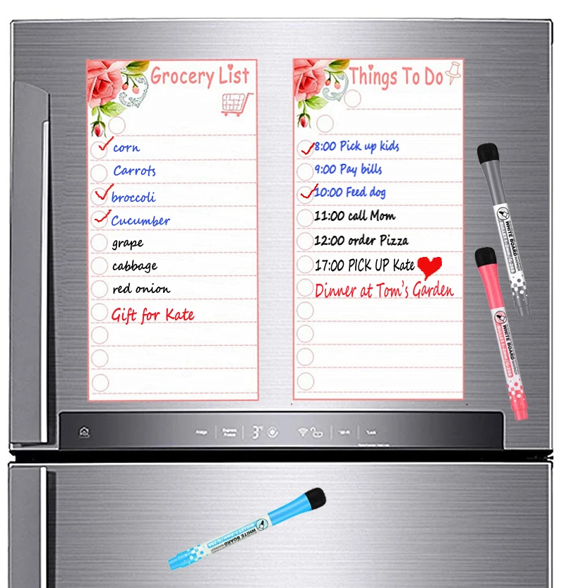 2pcs Magnetic Dry-Erase Whiteboard for Refrigerator Reminder Memo Pad Weekly Planner To Do List Grocery Menu Board Fridge Magnet 
2pcs Magnetic Dry-Erase Whiteboard for Refrigerator Reminder Memo Pad Weekly Planner To Do List Grocery Menu Board Fridge Magnet